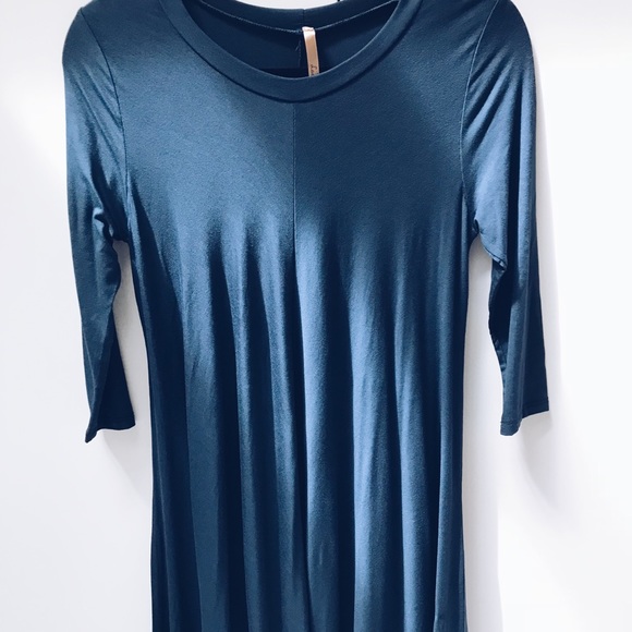 Quarter sleeve teal blue dress - Picture 3 of 3